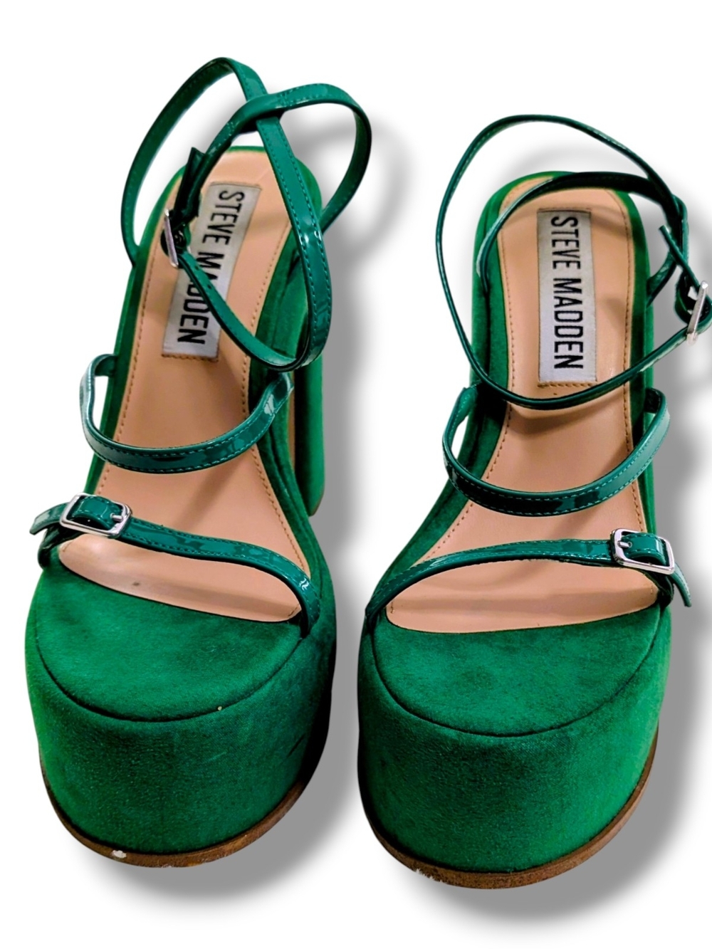 Steve Madden Green Suede Platform Sandals, Size 10 - Picture 4 of 9